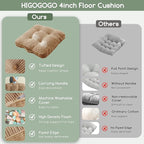 Washable Floor Pillow Cushion for Adults, Meditation Cushion Pillow, Large Square Floor Sitting, Removable Tufted Corduroy Cover, for Tatami Living Room or Yoga, 22x22 Inch, 2Pack, Machine Washable