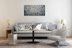 MyArton Textured Abstract Squares Canvas Wall Art Hand Painted Modern Black Silver Oil Painting Picture for Home Decoration Ready to Hang Horizontal or Vertical 40x20inch
