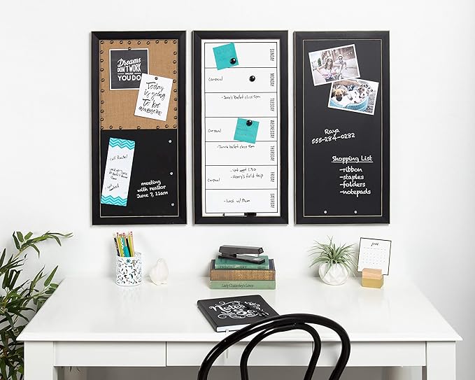 DesignOvation Wyeth Framed Magnetic Chalkboard, Black