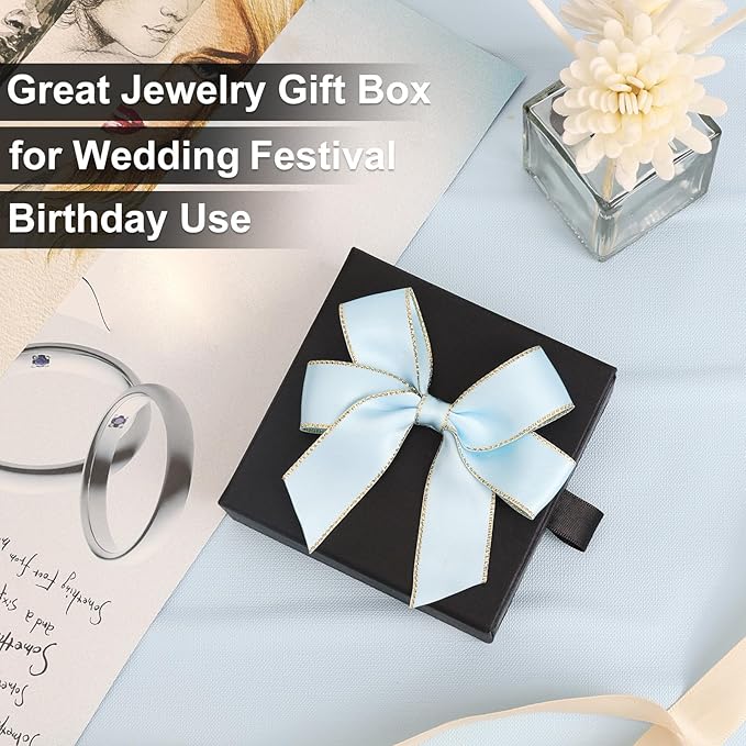 Jewelry Gift Boxes, 5 Pack 3.5×3.5x1Inch Cardboard Jewelry Boxes, Bulk Small Jewelry Boxes with Lids for Necklace Ring Earring Display Box (Black)