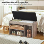 HOOBRO Shoe Storage Bench with Padded Cushion, Entryway Bench with Flip-Open Storage Box and Adjustable Shelf, Shoe Rack with Hidden Compartment, for Entryway, Living Room, Greige BG40HX01