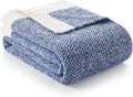 Snuggle Sac Super Soft & Reversible Heather Royal Blue Throw - Oversized Cozy Knit Blanket for Bed, Sofa, Living Room, Twin Size (60x80 Inches)