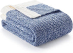 Snuggle Sac Super Soft & Reversible Heather Royal Blue Throw - Oversized Cozy Knit Blanket for Bed, Sofa, Living Room, Twin Size (60x80 Inches)