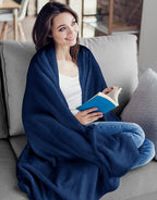 Utopia Bedding Fleece Blanket Throw Size Navy 300GSM Luxury Anti-Static Fuzzy Soft Microfiber Blanket for Couch, Sofa and Bed (50x60 Inch)