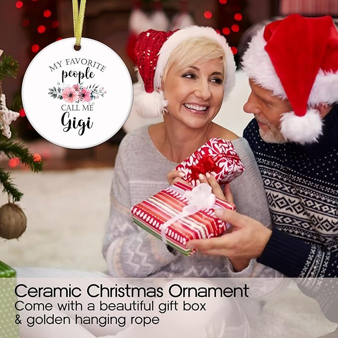 Gigi Gifts Ceramic Christmas Ornaments, Gigis Grandma Christmas Tree Ornaments, Xmas Thanksgiving Birthday Gifts for Gigis, My Favorite People Call Me Gigi Decorative Hanging Ornament