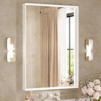 Keonjinn White Bathroom Vanity Mirrors 24 x 36 Inch, Metal Framed Bathroom Mirror for Over Sink, Rectangular Wall Mirrors Square Corner, Matte White Farmhouse Rectangle Mirrors(Horizontal/Vertical)