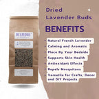 100% All Natural Dried French Lavender Flower Buds | Organic, Non-GMO | Skin Care, Crafts, Tea, Sachets, Potpourri | Made in The USA | 5.5 oz