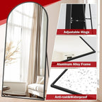 Suidia Arched Full Length Mirror, 76"x34" Floor Mirror Freestanding, Floor Standing Full Body Mirror with Stand for Bedroom, Hanging Leaning Mounted for Living Room Cloakroom, Black