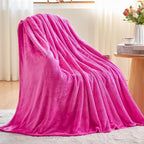 NEWCOSPLAY Super Soft Throw Blanket Hot Pink Premium Silky Flannel Fleece Leaves Pattern Lightweight Bed Blanket All Season Use (Hot Pink, Throw(50"x60"))