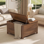 LYNCOHOME 31.5" Fluted Lift Top Coffee Table with Storage, Square Coffee Tables for Living Room, Coffee Table with Large Hidden Storage Compartment and Adjustable Shelves，Walnut
