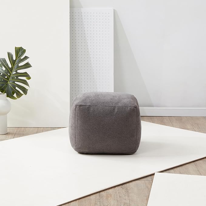 SAFAVIEH Couture Collection Samuels Charcoal Boucle Pouf Ottoman Foot Rest (Fully Assembled)