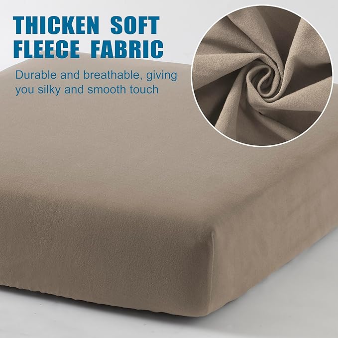 100% Waterproof Couch Cushion Covers, Stretch Sofa Seat Covers, Reversible Protector Covers for Pets, Washable (Loveseat Cushion, Sand), Medium