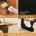 Coffee Tables Glass Small Farmhouse Coffee Table Mid-Century Modern Wood Center Table for Living Room, Black Brown, 36 Inch
