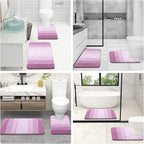 OLANLY Bathroom Rug Set 2 Piece, Soft Absorbent Microfiber Bath Mats and U-Shaped Contour Toilet Rug, Non-Slip, Machine Wash Dry, Plush Shaggy Bath Mats for Bathroom (30"x20"+24"x20", Pinkish-Purple)