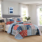 Secgo California King Comforter Set for Bed - 100% Cotton Quilts Cal King Size, Black Bedspreads (120 * 110 Inch) with 2 Pillow Shams, Patchwork Reversible Lightweight Bedding