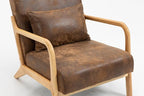 KEIKI Mid Century Modern Accent Chair, Upholstered Reading Chair with Extra Lumbar Pillow, Natural Jute Fabric, Easy Assembly