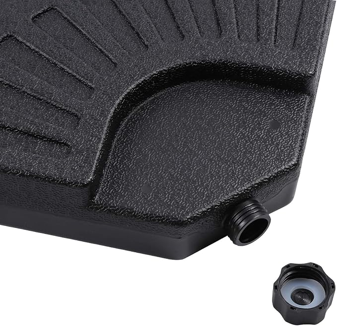 Sunnyglade 18.9" 4Pcs 13L Fan Shaped Water or Sand Filled Umbrella Base/Fan Style Self-Filled Cantilever Offset Umbrella Base Stand Suitable for All Kinds of Cross Tiles (Black)