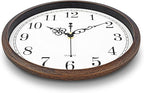 Bernhard Products Wall Clock 12 Inch Silent Non Ticking Movement Quality Quartz Battery Operated Round Easy to Read Decorative Brown Home/Kitchen/Office/Bedroom/Classroom/School Clocks, Black Numbers