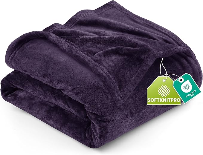 Utopia Bedding Fleece Blanket Queen Size Purple 300GSM Luxury Anti-Static Fuzzy Soft Microfiber Bed Blanket (90x90 Inch)