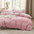 Bedsure Pink Duvet Cover Full Size - 3 Pieces Prewashed Extra Soft Cotton-Like Polyester Bedding Set, Includes 1 Duvet Cover 80x90 Inches with Zipper Closure & 2 Pillow Shams, Comforter Not Included