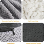 Round Stuffed Pouf Ottoman for Foot Rest, Faux Fur Poufs with Foam Chunk Filling, Storage Ottoman Pouf Foot Stool Cushion Poufs, 20 X 15 Inch Floor Chair for Living Room Bedroom Home Decor, Gray