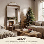 Antok Full Length Mirror, 78"x38" Floor Mirror, Arched Floor Standing Freestanding Arch Full Body Mirrors with Stand for Bedroom, Hanging Mounted for Living Room Cloakroom,Gold
