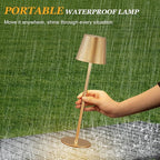 Kakanuo Cordless Table Lamp Rechargeable Gold - KK 4 Pack Battery Operated Lamp for Dining Table, 3 Color Stepless Dimming Waterproof LED Wireless Lamp for Counter, Outdoor Patio, Touch Control
