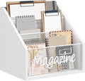 Magazine Holder, Wood Magazine Rack Floor, Mail Organizer Countertop, Magazine Mail Holder Sorter, Record Holder for Magazines, Books, Newspapers, Tablets, White MR02WW
