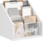 Magazine Holder, Wood Magazine Rack Floor, Mail Organizer Countertop, Magazine Mail Holder Sorter, Record Holder for Magazines, Books, Newspapers, Tablets, White MR02WW