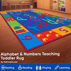 KIDCARPET.COM Alphabet and Numbers Rectangle Classroom Rug | Bordered Area Rug for Preschool Daycare Learning, 6' x 8'6"