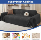 Couch Cover for Dogs, 78"x134", Sofa Covers for 3 Cushion Couch, Washable Couch Covers for Sectional Sofa, Pet Sofa Slipcovers for Living Room, Couch Cover Blanket, Dark Grey