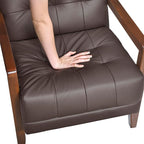 Lexicon Modern Accent Chair, Luxury Genuine Leather Match Living Room Chair with Tufted Cushions, Solid Wood Frame and Arm Rest, Comfy Upholstered Single Seat for Bedroom/Reading/Office, Dark Brown