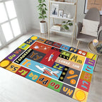 ABC Education Area Rug Children's Range of Rugs for Learning English Letters Prints Funny Space Theme Patchwork Carpet Kids Gaming Time Throw Rugs for Living Dining Room Laundry Bath, 5x8ft