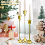 Candle Holder Gold Taper Candlestick Holders - Table Décor Brass Golden Pillar Candle Sticks Holder Set of 6, Antique Fireplace Decor Tapered Bulk Candelabra for Wedding, Christmas