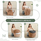 HIGOGOGO Pouf Ottoman Stuffed Round Modern Foam Filled Foot Rest Poufs for Living Room Chair Decorative 20 X 15 Inches Boho Relax Stool for Wedding Christmas Party, Brown