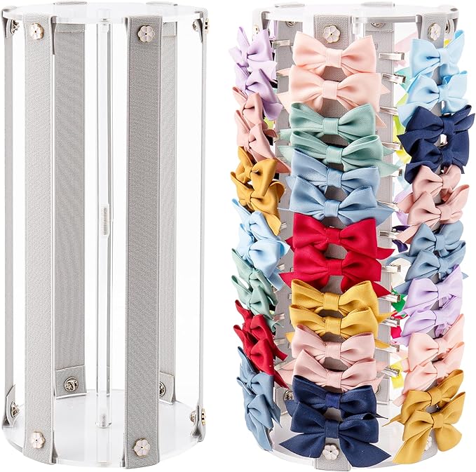 Bow Organizer for Girls - Large Capacity Hair Clip Organizer, Effortless Hair Bow Holder for Home Dresser, Perfect for Gifting, Essential Storage Solution for Girls(Gray)