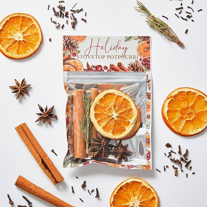 48 Pcs Christmas Potpourri Simmer Pot Kit Christmas Scent Stocking Gifts Holiday Stovetop Potpourri for Home Fragrance Housewarming Hostess Gift