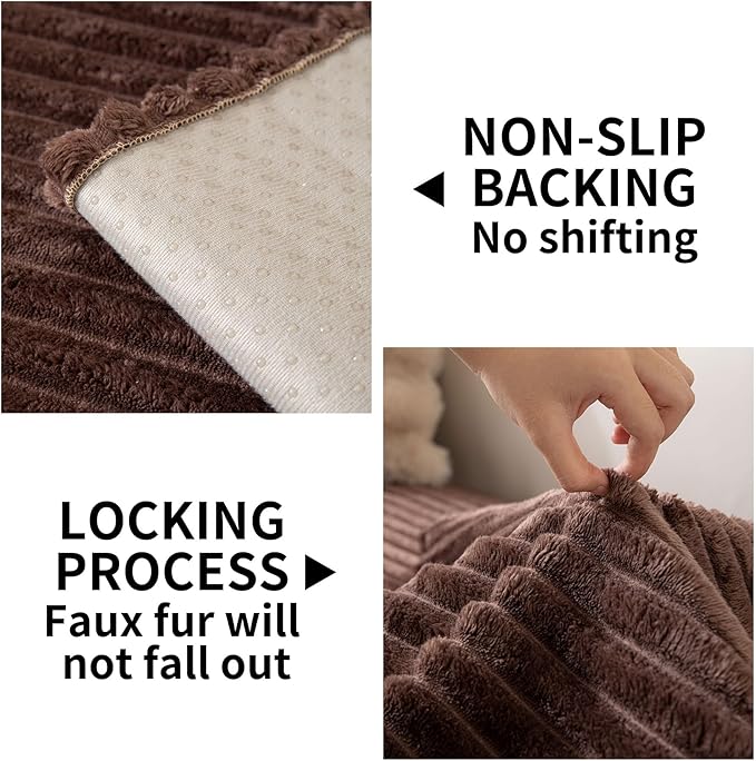 HAOMAIJIA Waterproof Couch Cover for Dogs Washable,Faux Fur Pet Couch Covers for Sofa,Soft Dog Bed Cover Non-Slip Couch Covers for 3 Cushion Couch Sofa Pet Friendly (Brown, 35" x 62" 1 Pack)