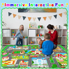 Kids Car Playmat, Kids Rug for Playroom Car Mat Town City Road Traffic Rugs, Play Mat for Floor, Extra Large Boys Kid Car Track Play Rug (Style SIX, 110.2 X 78.7 INCH)
