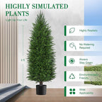 5FT Artificial Topiary Cedar Plants Outdoor, Faux Pine Trees UV Resistant and Potted, 72 Inch Tall Fake Shrubs Evergreen for Front Porch Decor Set of 2