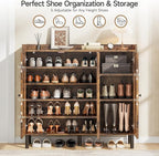 ONBRILL Shoe Cabinet with 3 Doors and Adjustable Shelves, 30 Pairs Shoe Storage Cabinet, 40 Inch Tall Farmhouse Shoe Rack Shoe Organizer Cabinet for Entryway Living Room Closet, Rustic Brown
