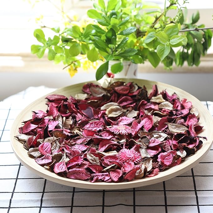 Qingbei Rina Valentine Potpourri Bags,Rose Scented Potpourri Dried Flowers, Pink Decorative Bowl Vase Fillers,Home Fragrance Sachet,2 Bags-8.4oz