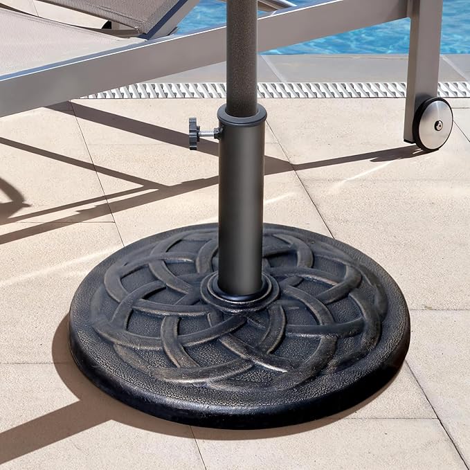 COBANA 23lb Patio Umbrella Base, Heavy Duty Round Outdoor Market Umbrella Stand Weight, Bronze