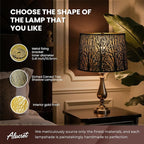 ALUCSET Extra Large Lampshade 14'' Top 16'' Bottom 11'' High Etched Metal Forest Design Metal Lamp Shade For Floor Lamps in Living Room, Bedroom, Decor, Spider Fitter, Antique Bronze and Gold Plated