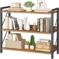 HOOBRO Bookshelf, 3-Tier Industrial Bookcase, Book Shelf Storage Organizer, Bookshelf with Metal Frame for Living Room, Bedroom, Home Office, Kitchen, Rustic Brown and Black BF718SJ01
