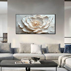 Flower Art Wall Decor for Living Room - White Canvas Wall Art for Office - Large Black Framed Wall Art for Bedroom Size 29" x 59"