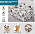 KRFOONN 3 Piece Stretch Sofa Couch Covers for 2 Cushion Couches Printed Sofa Loveseat Slipcover with 2 Separate Seat Cushion Covers Washable Sofa Slip Covers Furniture Protector (Loveseat, 27), Medium