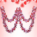 26.2 Feet Valentine's Day Heart Tinsel Garland Love Party Metallic Tinsel Shiny Garland Hanging Decoration for Valentine Wedding Anniversary Party Supplies