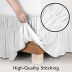Utopia Bedding Full Elastic Bed Ruffle - Easy Wrap Around Ruffle - Microfiber Bed Skirt with Adjustable Elastic Belt 16 Inch Tailored Drop - Hotel Quality Bedskirt, Fade Resistant (Full, White)