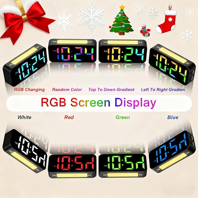 Loud Alarm Clocks for Bedrooms Heavy Sleepers, Plug-in Digital Bedside Clock with Night Light, Large Display, Dual Alarm, Snooze, Dimmable for Kids Teens Boys Girls